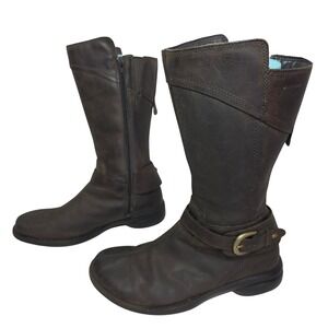 Merrell Espresso Waterproof Leather Tall Riding Boots W's Size 7 Buckle Side Zip